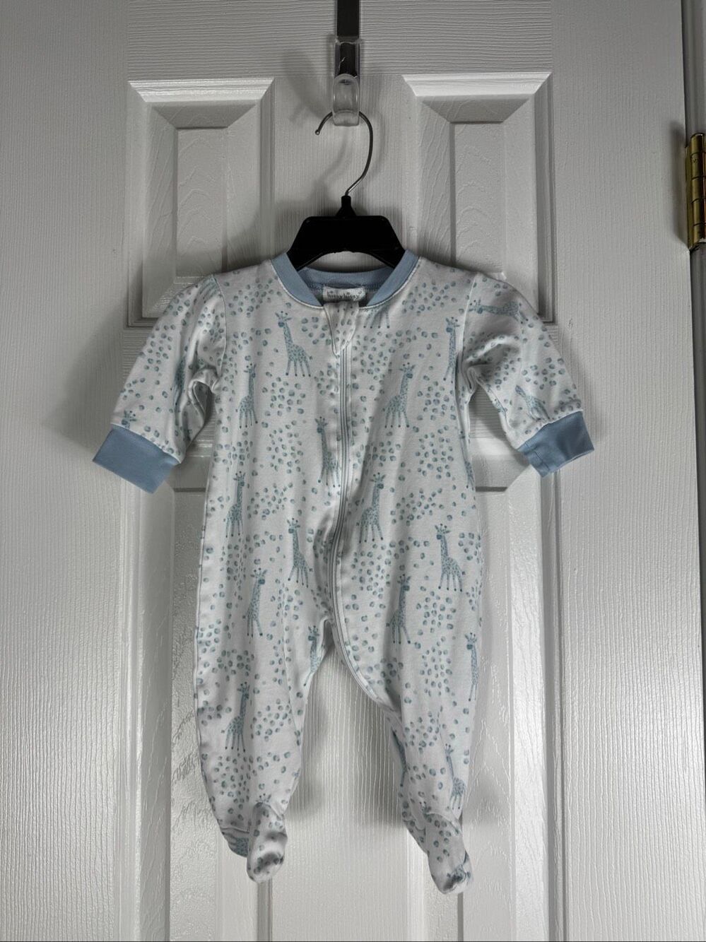 Kissy Kissy Blue Giraffe Print Zippered Sleeper Size 3/6m